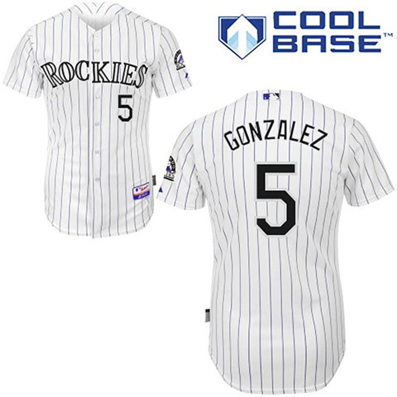 Colorado Rockies #5 Carlos Gonzalez White Cool Base Jersey