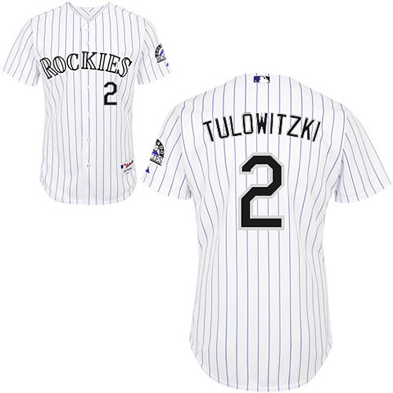 Colorado Rockies #2 Troy Tulowitzki White Home Strip Jersey