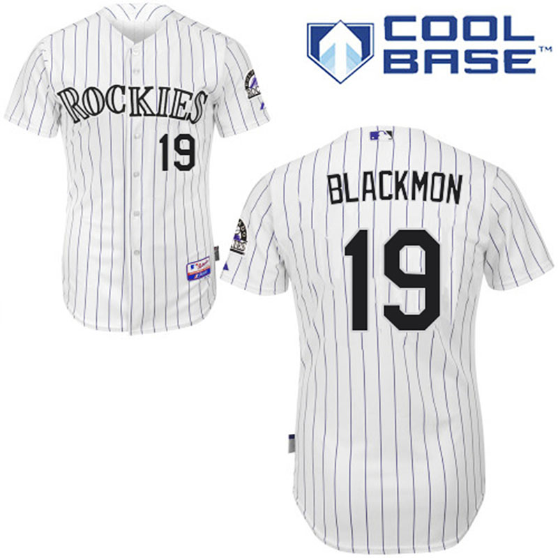 Colorado Rockies #19 Charlie Blackmon Men's Authentic White Home Majestic MLB Cool Base Jersey