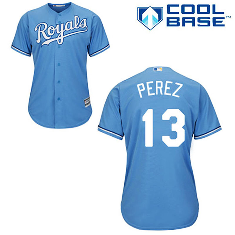 Kansas City Royals #13 Salvador Perez Light Blue Alternate Cool Base Jersey