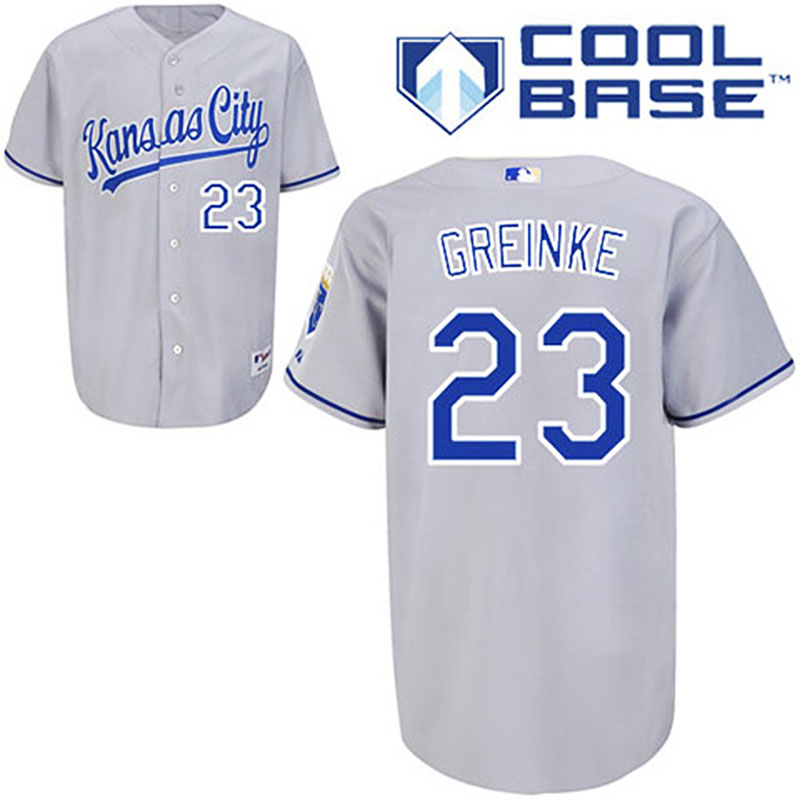 Kansas City Royals #23 Zack Greinke Grey Road Cool Base Jersey