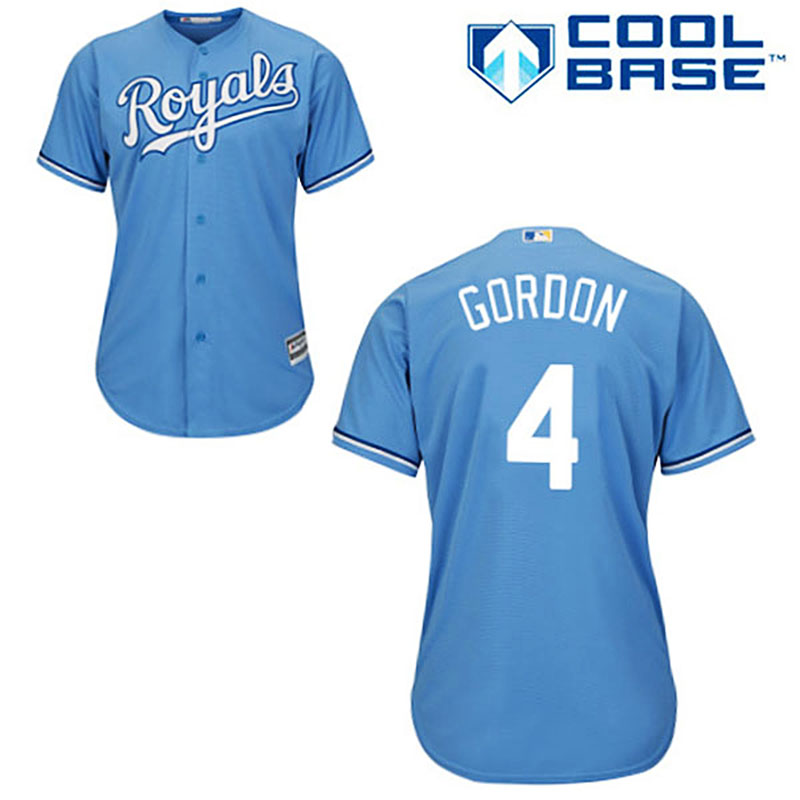 Kansas City Royals #4 Alex Gordon Light Blue Alternate Cool Base Jersey