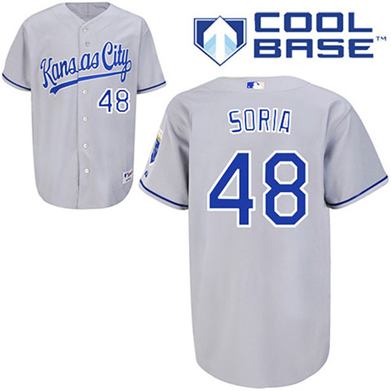 Kansas City Royals #48 Joakim Soria Grey Road Cool Base Jersey