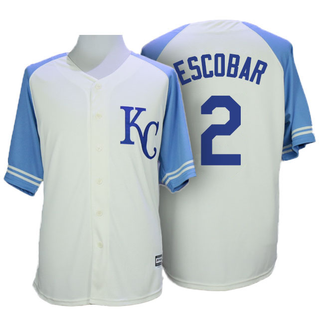 Kansas City Royals #2 Alcides Escobar White Authentic Cool Base Jersey