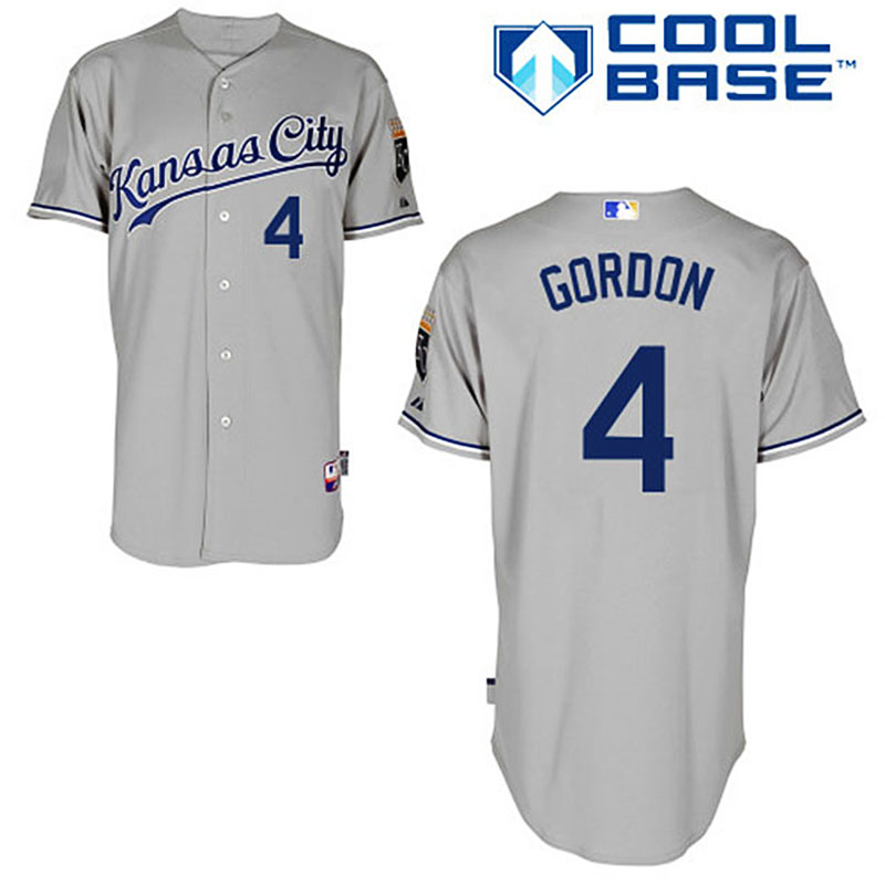 Kansas City Royals #4 Alex Gordon Gray Road Cool Base Jersey