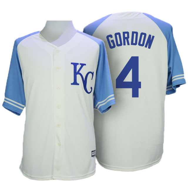 Kansas City Royals #4 Alex Gordon White Authentic Cool Base Jersey