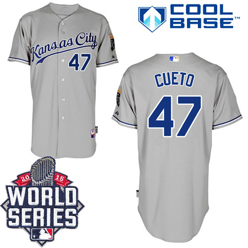 Kansas City Royals #47 Johnny Cueto Gray Road Cool Base Jersey