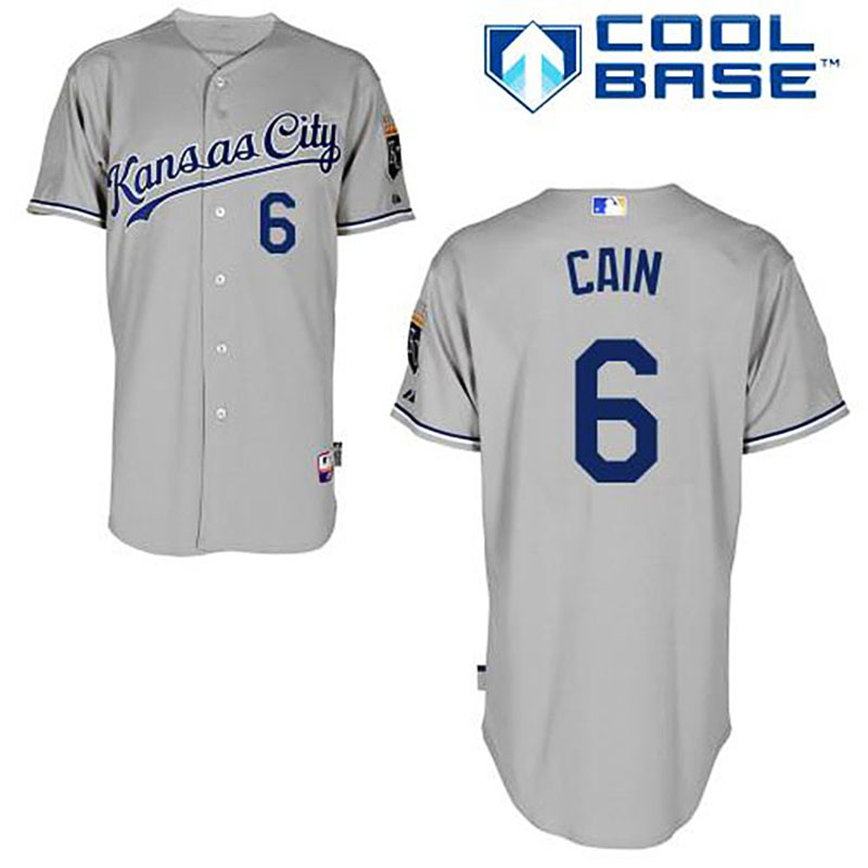 Kansas City Royals #8 Lorenzo Cain Gray Road Cool Base Jersey