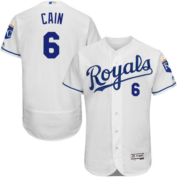 Kansas City Royals #6 Lorenzo Cain White Flexbase Authentic Collection Jersey