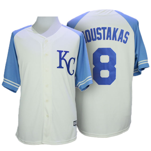 Kansas City Royals #8 Mike Moustakas White Authentic Cool Base Jersey