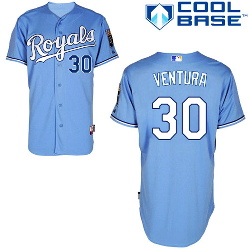 Kansas City Royals #30 Yordano Ventura Men's Authentic Powder Blue Alternate Majestic MLB Cool Base Jersey