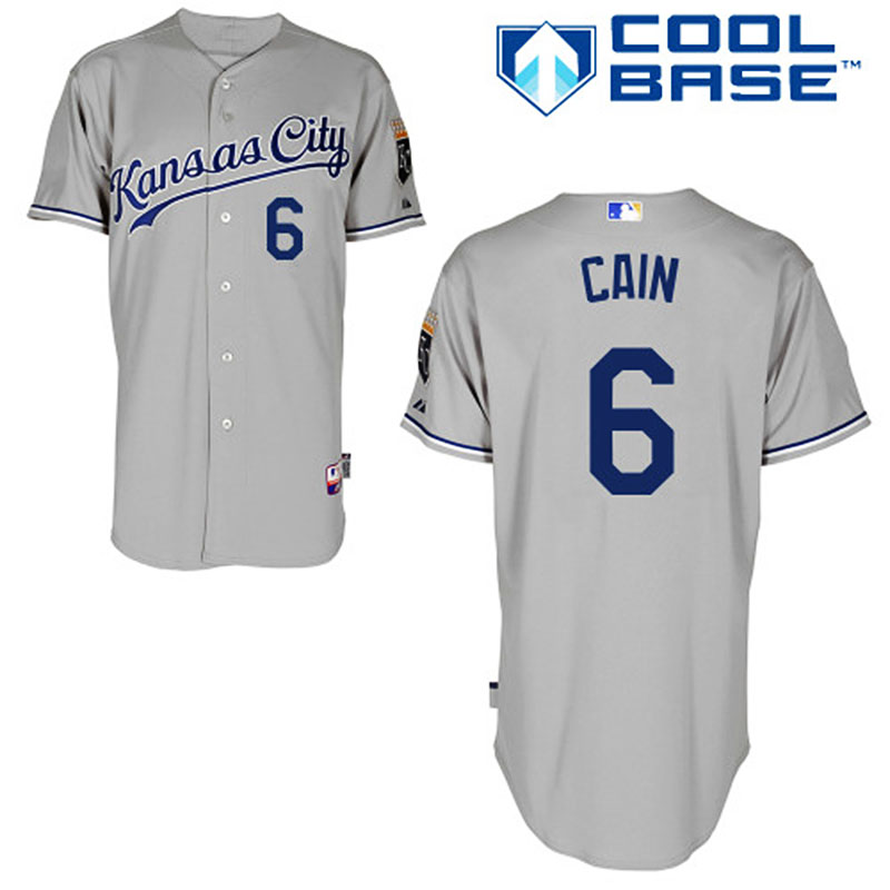 Kansas City Royals #6 Lorenzo Cain Men's Authentic Grey Road Majestic MLB Cool Base Jersey