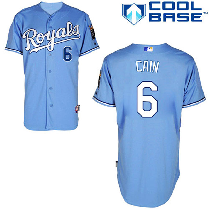 Kansas City Royals #6 Lorenzo Cain Men's Authentic Powder Blue Alternate Majestic MLB Cool Base Jersey