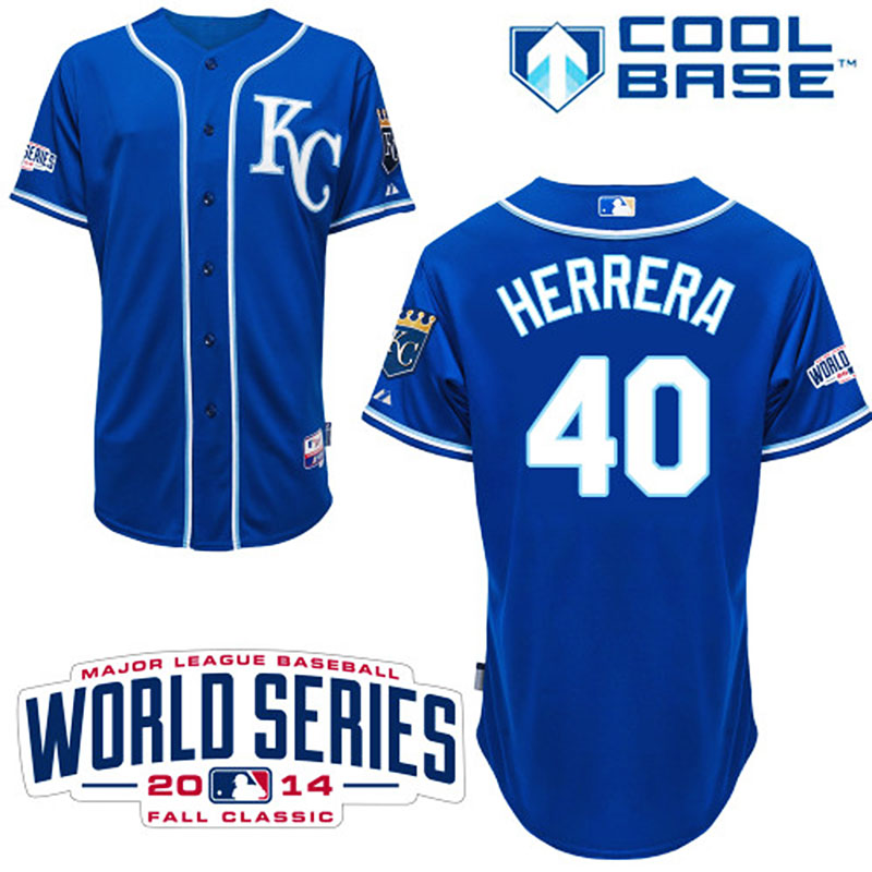 Kansas City Royals #40 Kelvin Herrera Men's Authentic Royal Blue Alternate Majestic MLB W/2014 World Series Cool Base Jersey