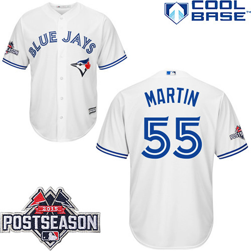 Toronto Blue Jays #55 Russell Martin White Cool Base Home Jersey