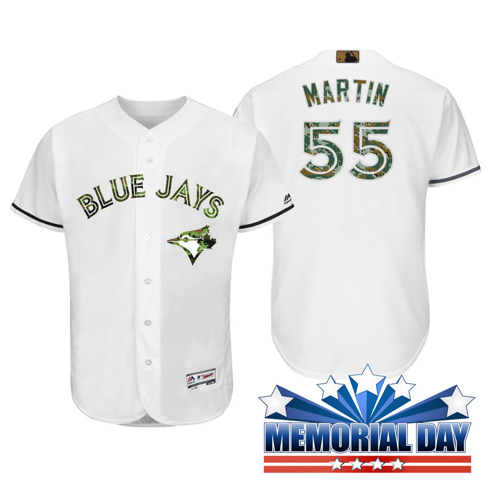 Toronto Blue Jays Russell Martin #55 White Camo Fashion 2016 Memorial Day Cool Base Jersey