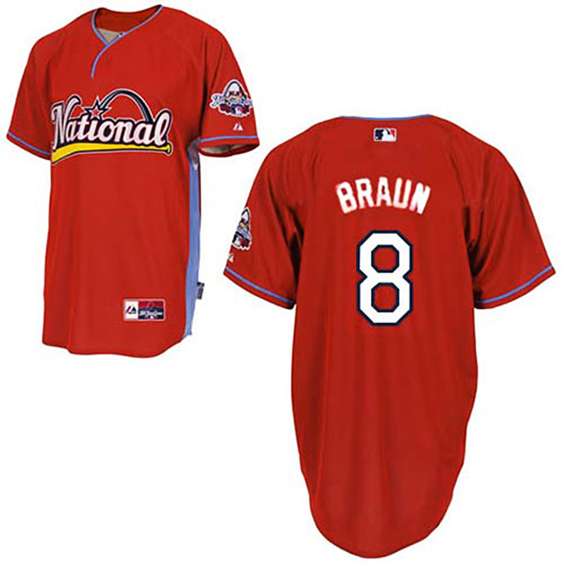 Milwaukee Brewers #8 Ryan Braun 2009 All Star Red Jersey