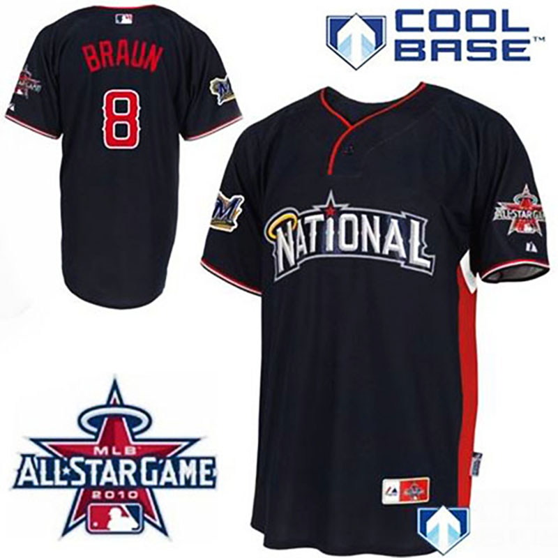 Milwaukee Brewers #8 Ryan Braun Nation League 2010 All Star BP Blue Cool Base Jersey