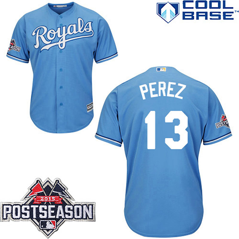 Kansas City Royals Salvador Perez Postseason Patch Light Blue Jersey