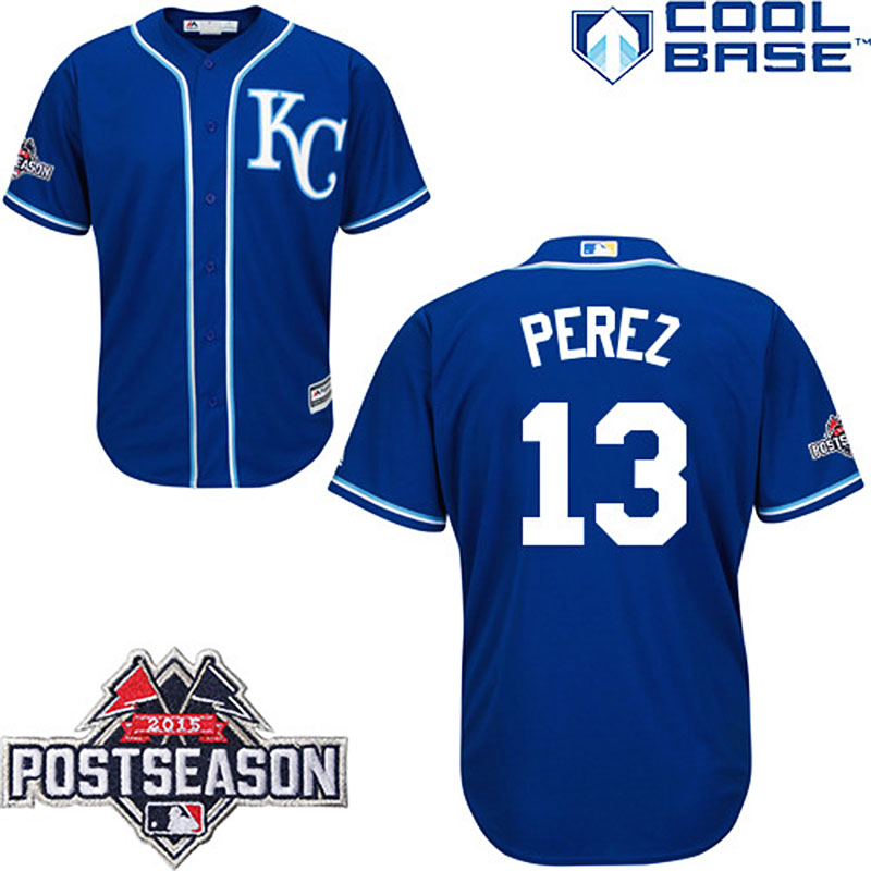 Kansas City Royals Salvador Perez Postseason Patch Navy Jersey