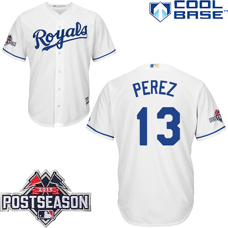 Kansas City Royals Salvador Perez Postseason Patch White Jersey