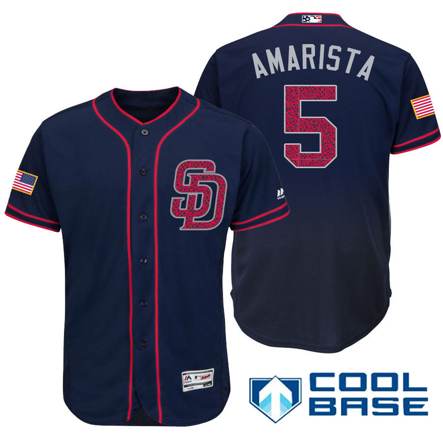 San Diego Padres #5 Alexi Amarista Navy Stars & Stripes 2016 Independence Day Cool Base Jersey