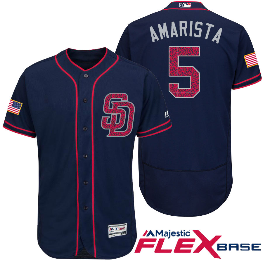 San Diego Padres #5 Alexi Amarista Navy Stars & Stripes 2016 Independence Day Flex Base Jersey