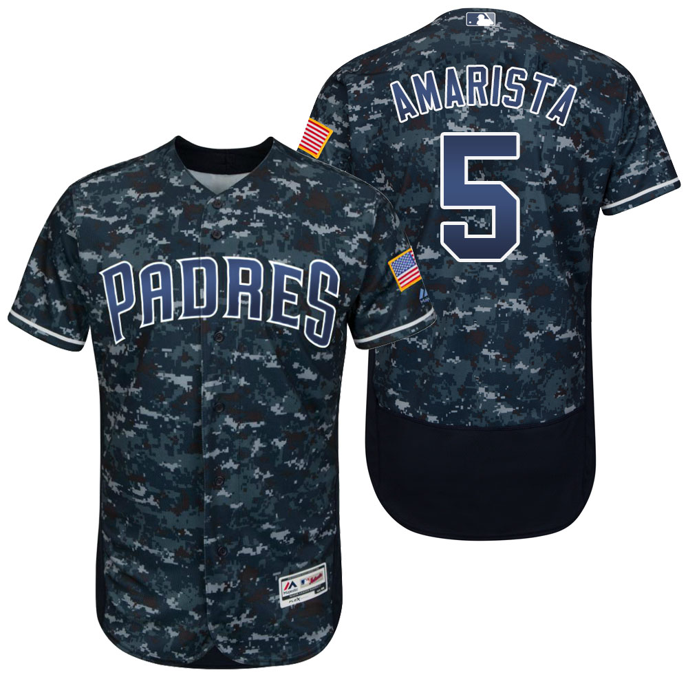 San Diego Padres Alexi Amarista #5 Navy Digital Camo Authentic Collection Flexbase Jersey