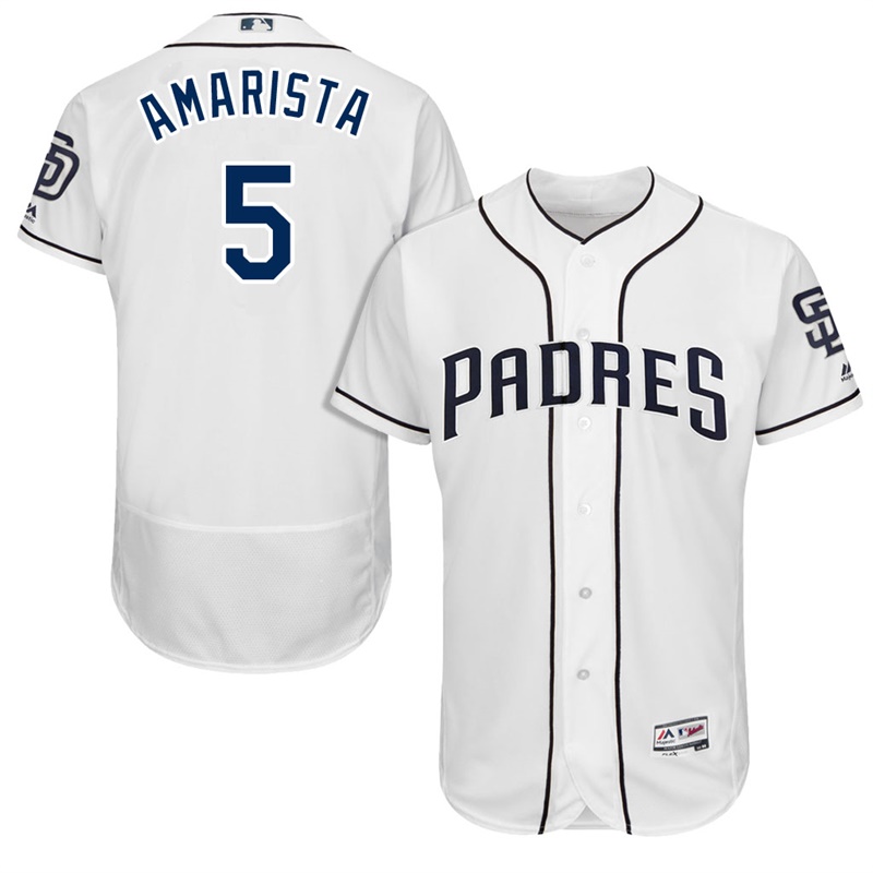 San Diego Padres Alexi Amarista #5 White 2017 Home Authentic Collection Flex Base Jersey