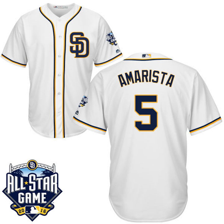 San Diego Padres Alexi Amarista #5 Majestic White 2016 All-Star Patch Authentic Cool Base Jersey