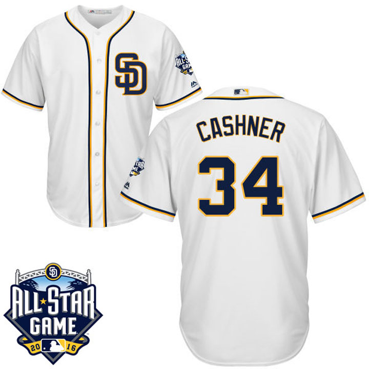 San Diego Padres Andrew Cashner #34 Majestic White 2016 All-Star Patch Authentic Cool Base Jersey