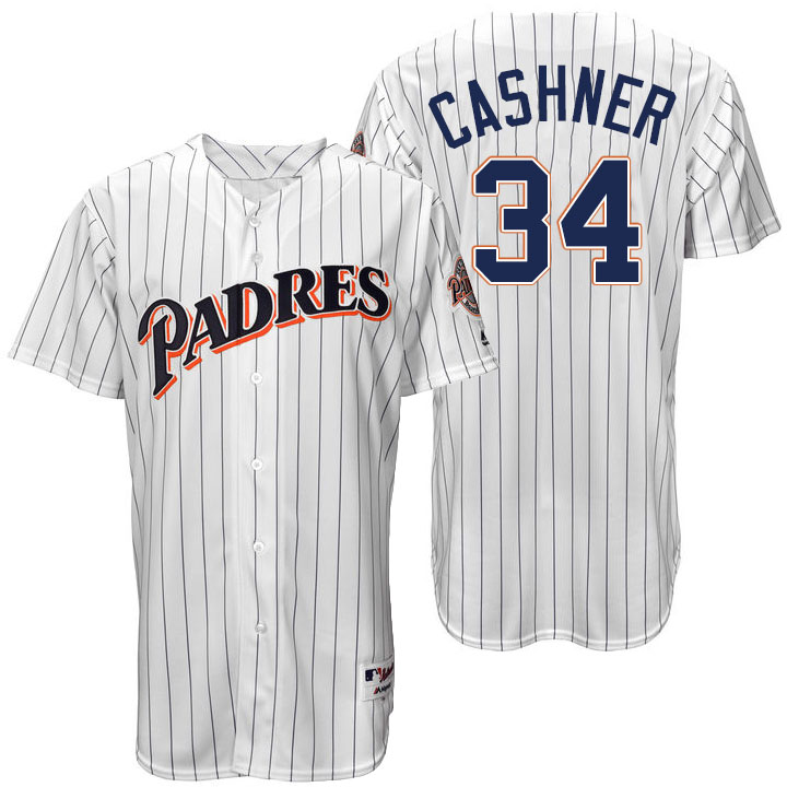 San Diego Padres Andrew Cashner #34 Majestic White Authentic Turn Back the Clock Jersey