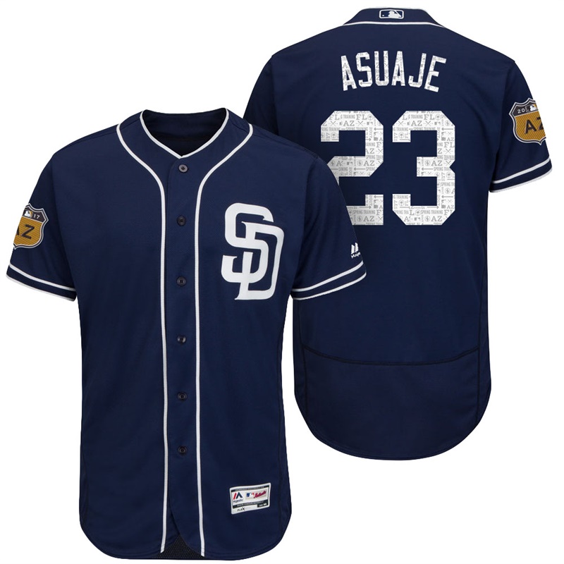 San Diego Padres Carlos Asuaje #23 Navy 2017 Spring Training Cactus League Patch Authentic Collection Flex Base Jersey