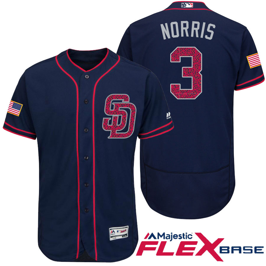 San Diego Padres #3 Derek Norris Navy Stars & Stripes 2016 Independence Day Flex Base Jersey