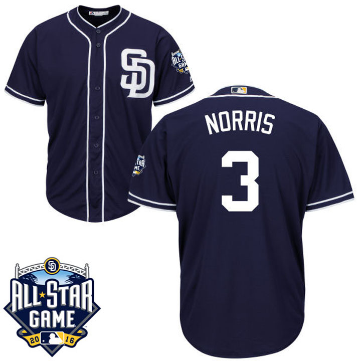 San Diego Padres Derek Norris #3 Majestic Navy 2016 All-Star Patch Authentic Cool Base Jersey