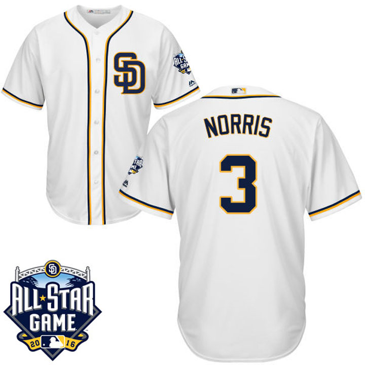 San Diego Padres Derek Norris #3 Majestic White 2016 All-Star Patch Authentic Cool Base Jersey