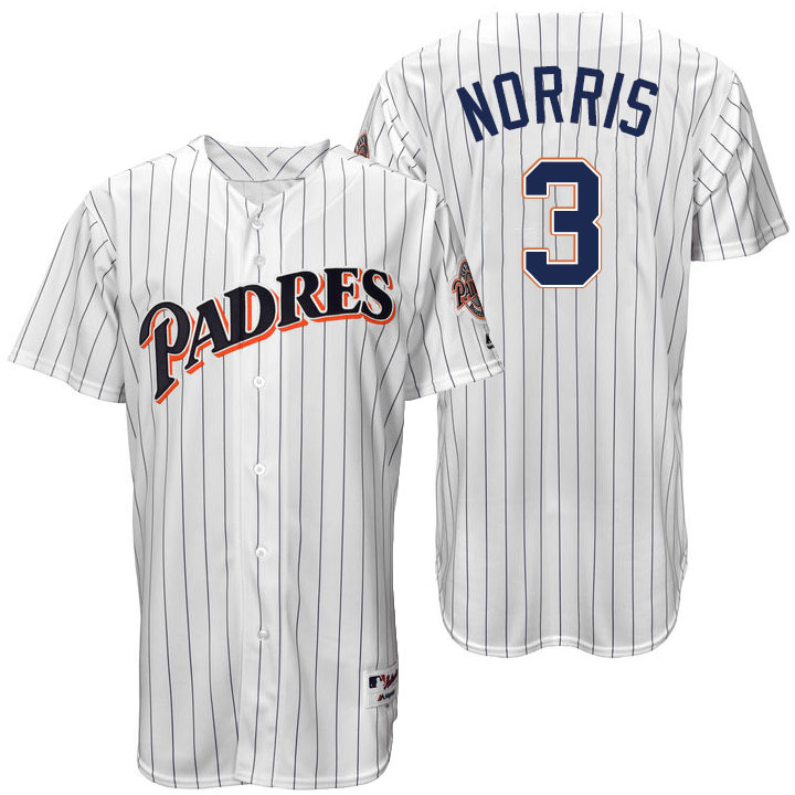 San Diego Padres Derek Norris #3 Majestic White Authentic Turn Back the Clock Jersey