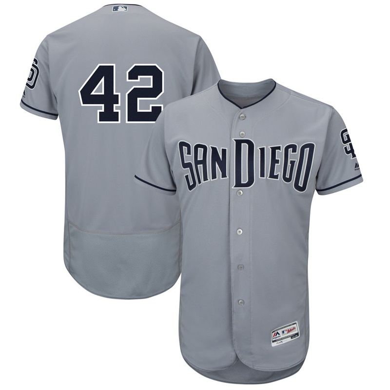 Men San Diego Padres Jackie Robinson #42 Gray Commemorative Flex Base Jersey