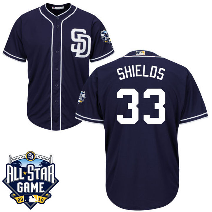 San Diego Padres James Shields #33 Majestic Navy 2016 All-Star Patch Authentic Cool Base Jersey