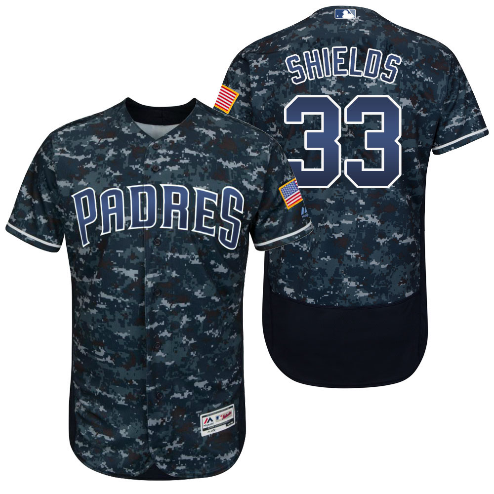 San Diego Padres James Shields #33 Navy Digital Camo Authentic Collection Flexbase Jersey