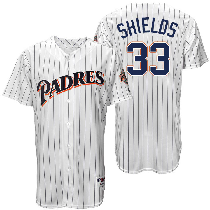 San Diego Padres James Shields #33 Majestic White Authentic Turn Back the Clock Jersey