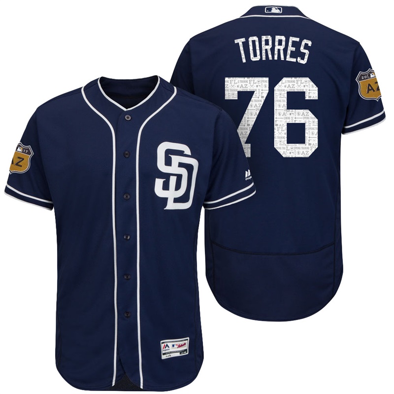 San Diego Padres Jose Torres #76 Navy 2017 Spring Training Cactus League Patch Authentic Collection Flex Base Jersey