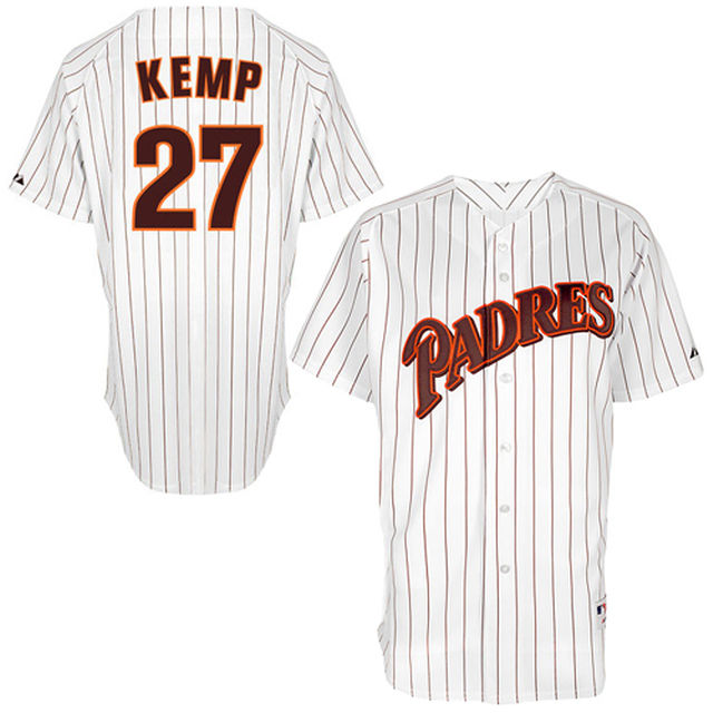 San Diego Padres Matt Kemp #27 Majestic White 6200 Authentic Turn Back the Clock Jersey