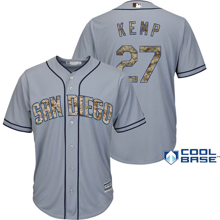 San Diego Padres Matt Kemp #27 Majestic Gray Digital Camo USMC Player Jersey