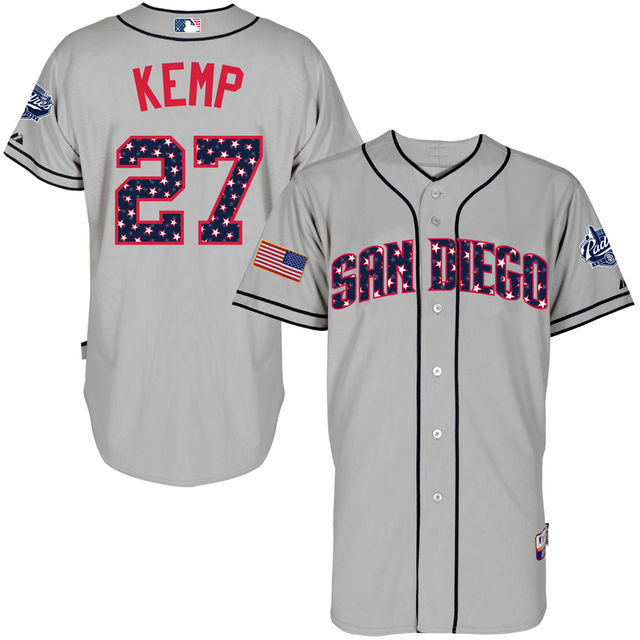 San Diego Padres Matt Kemp #27 Gray 2016 Independence Day Stars & Stripes Authentic Cool Base Jersey