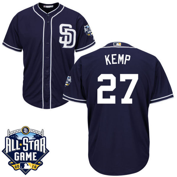 San Diego Padres Matt Kemp #27 Majestic Navy 2016 All-Star Patch Authentic Cool Base Jersey