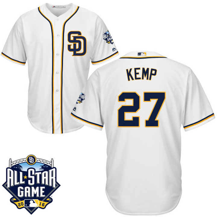 San Diego Padres Matt Kemp #27 Majestic White 2016 All-Star Patch Authentic Cool Base Jersey