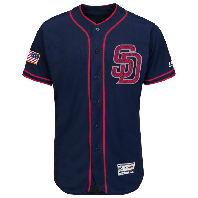 San Diego Padres Majestic Navy 2016 Independence Day Stars & Stripes Flex Base Team Jersey