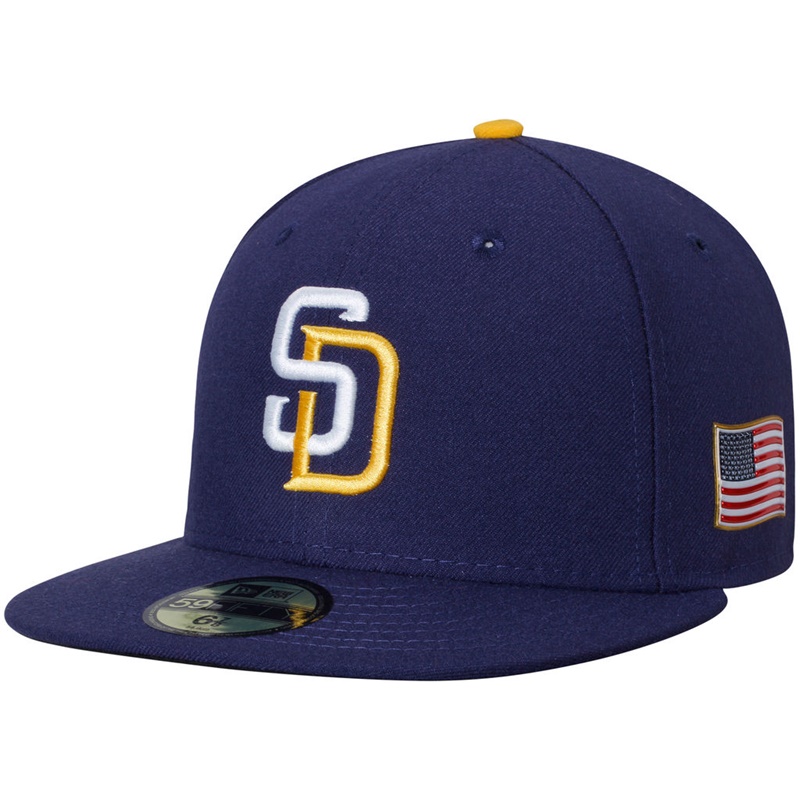 San Diego Padres Navy On Field 9/11 Side Patch US Flag 59FIFTY Fitted Hat