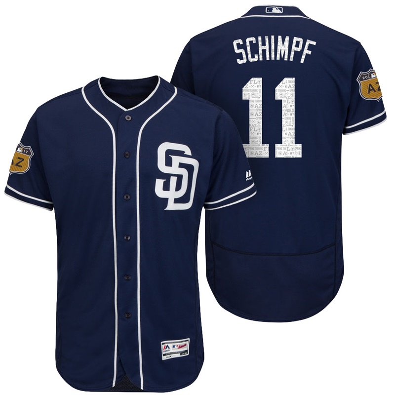 San Diego Padres Ryan Schimpf #11 Navy 2017 Spring Training Cactus League Patch Authentic Collection Flex Base Jersey